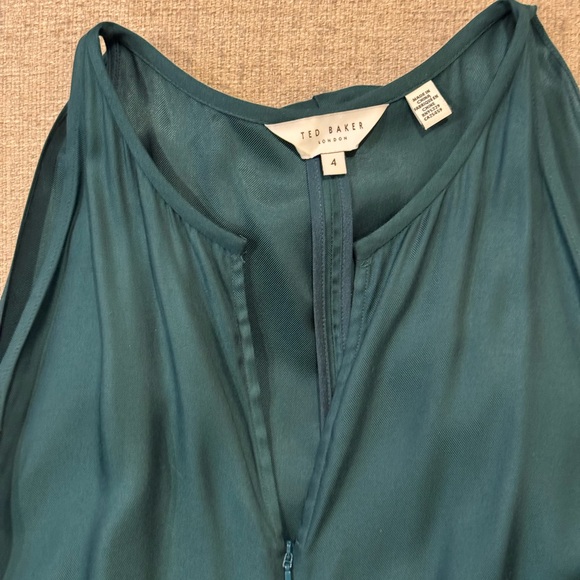Ted Baker Meriahh Dark Green Halter Wide Leg Jumpsuit - Size 4 (US 10/12/14) - Picture 8 of 15